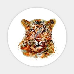 Leopard Head watercolor Magnet